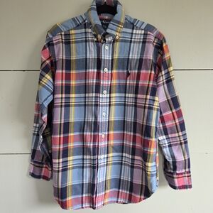Ralph Lauren Boys Multicolor Plaid Cotton Button-Down Shirt Long Sleeve Size 8